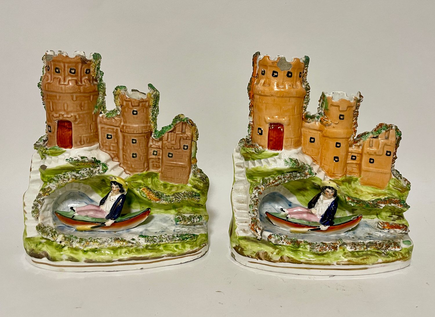 Pair of Victorian Staffordshire Spill Vases