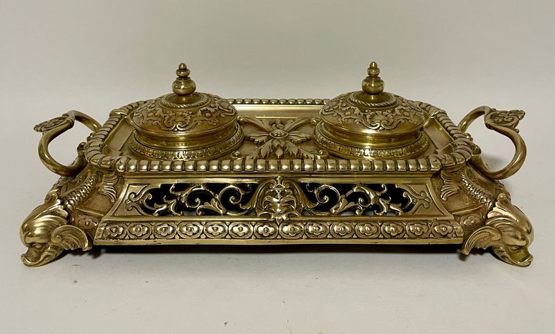 Victorian Brass Inkwells