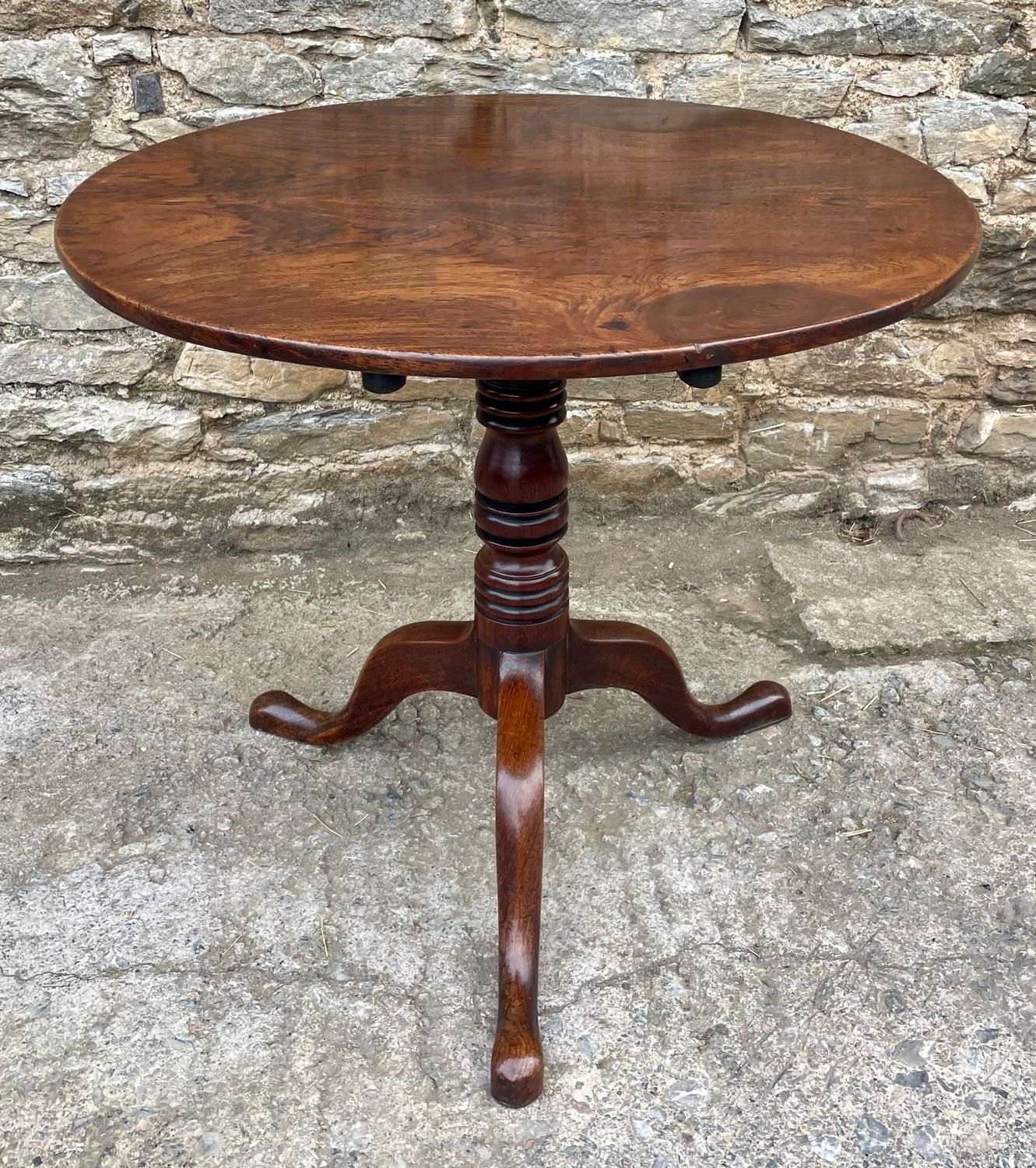 Georgian Elm and Oak Tilt Top Occasional Table