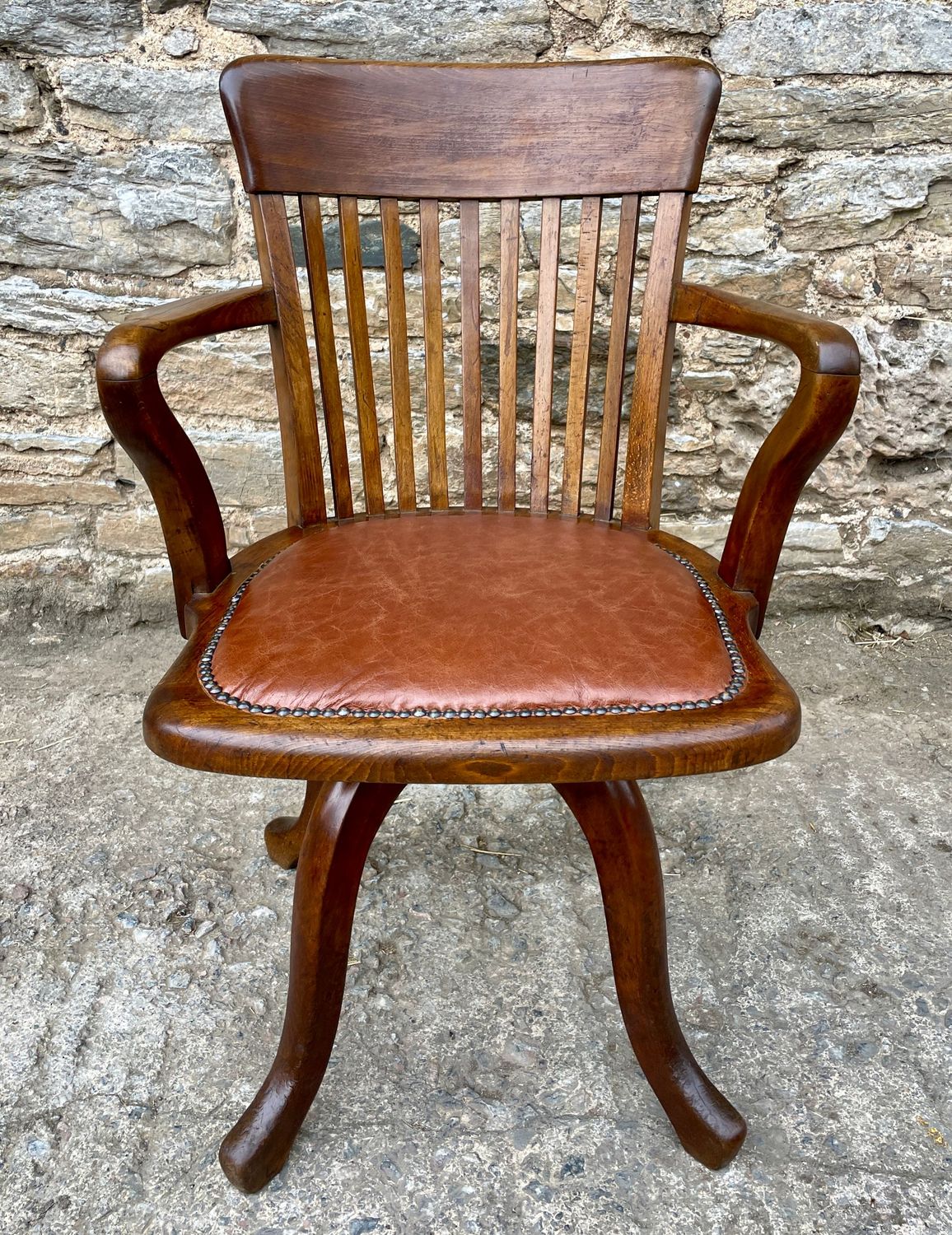 Antique Oak Swivel Desk Chair