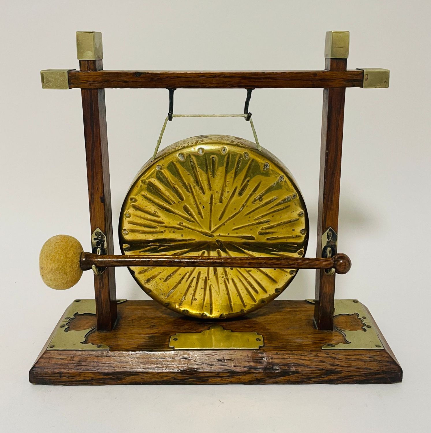 Antique Oak and Brass Dinner Gong