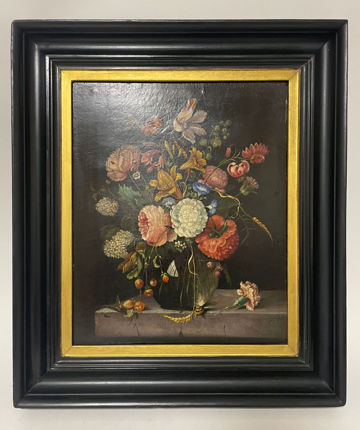 19th Century Flemish School Still Life Oil on Panel
