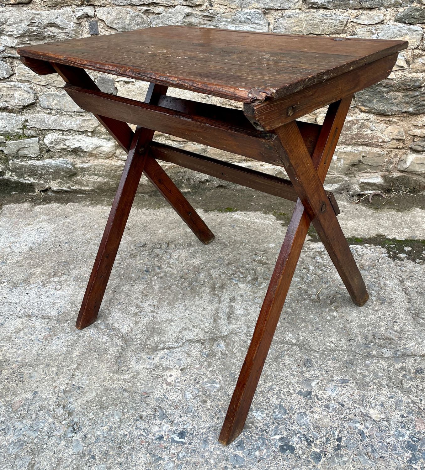 Antique Pine Folding School Desk