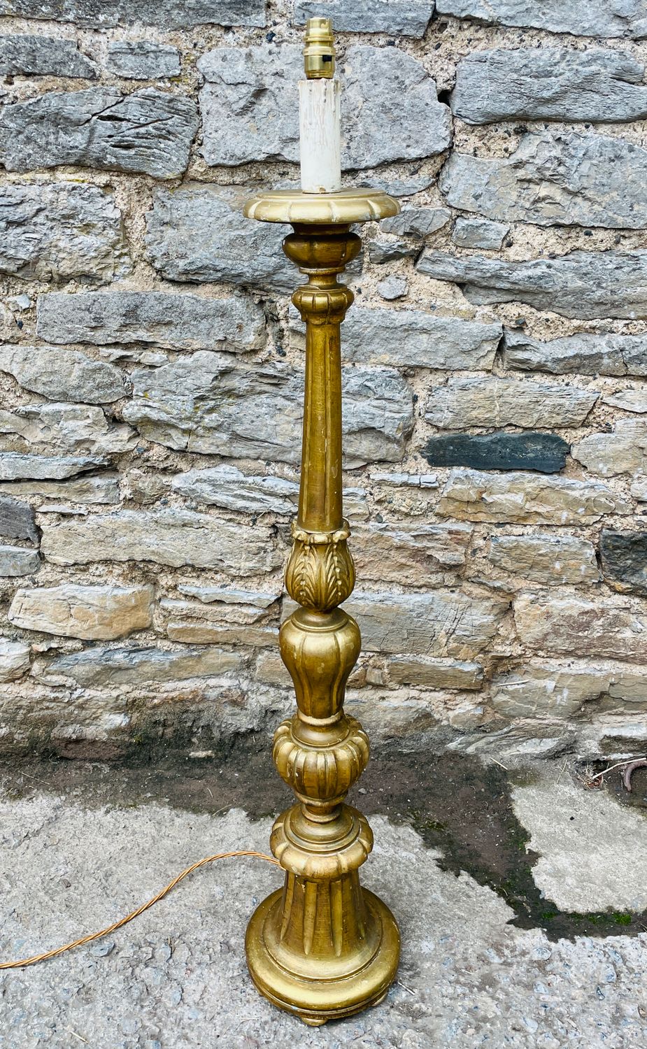 Small Antique Gilt Floor Lamp