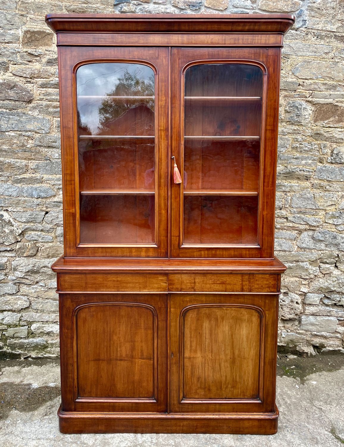 Victorian Mahogany Glazed Bookcase Cabinet