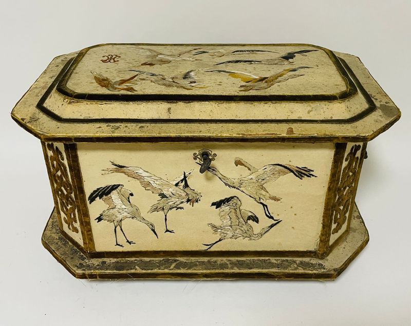 Antique French Embroidered Box