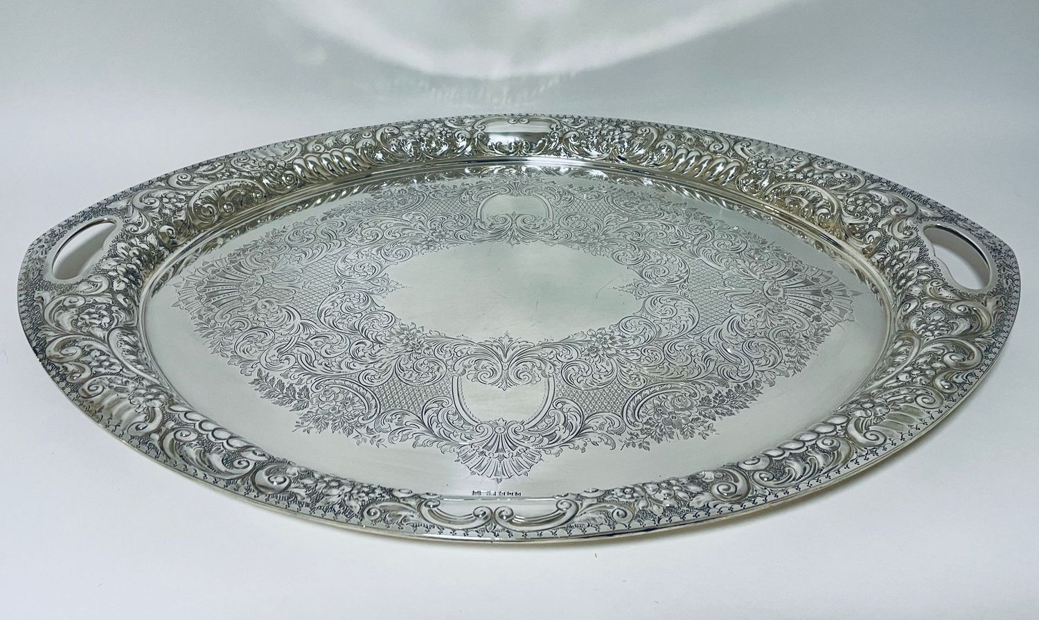 Large Antique Sterling Silver Tea Tray