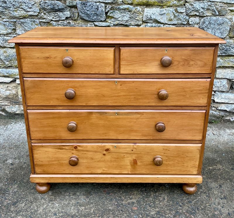 Antique Stripped Pine Chest of Drawers