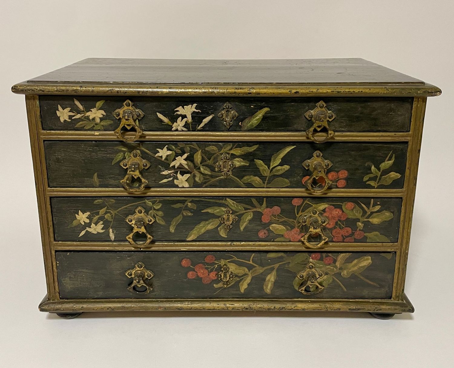 Victorian Aesthetic Movement Painted Collectors Chest