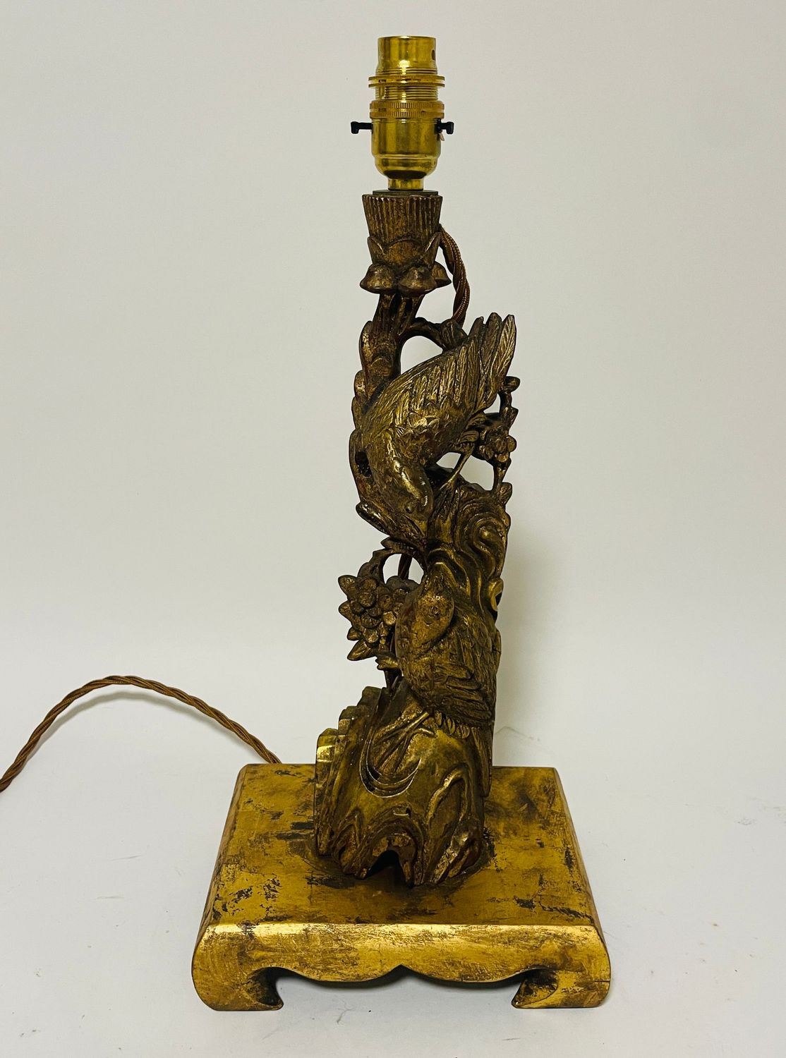 Antique Chinese Carved Giltwood Table Lamp