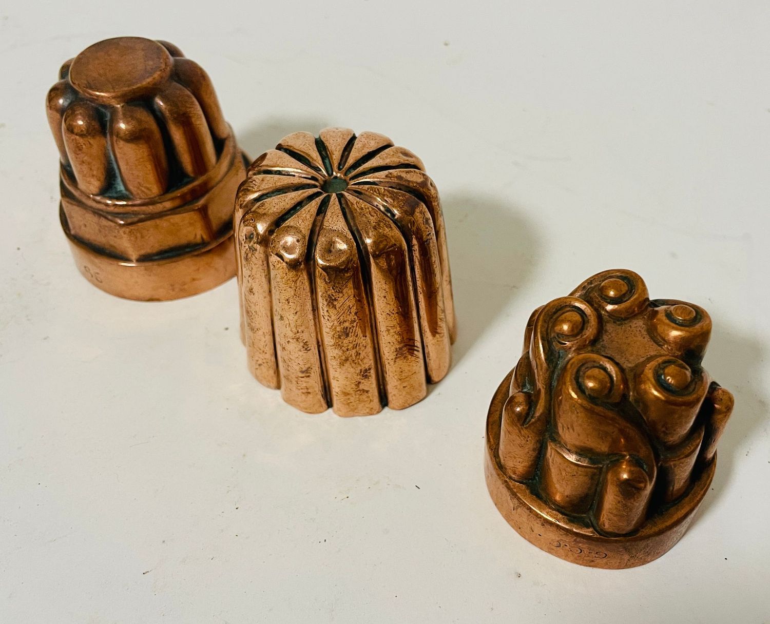 Set of 3 Miniature Victorian Copper Jelly Moulds