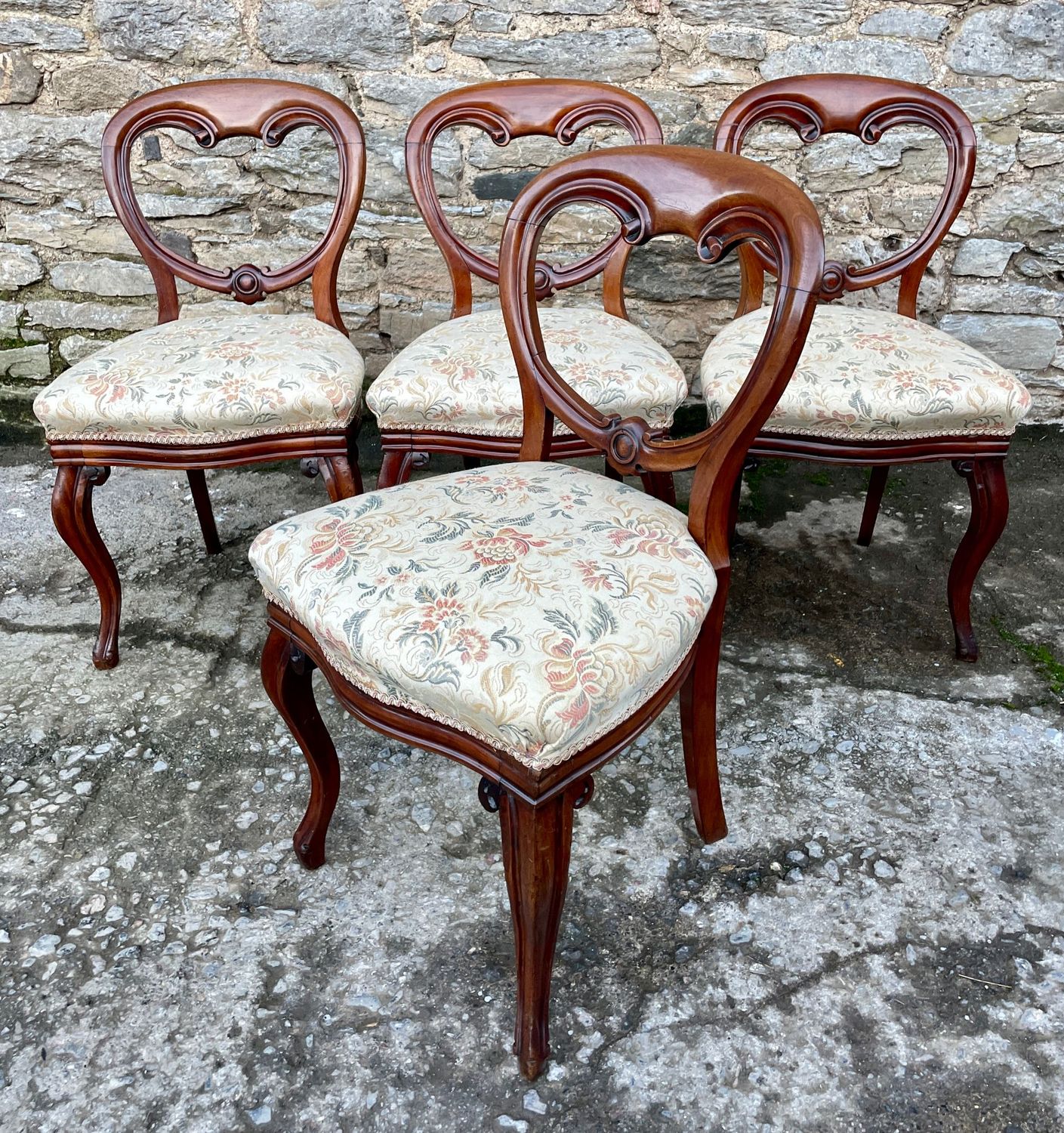 Set of 4 Victorian Mahogany Balloon Back Chairs
