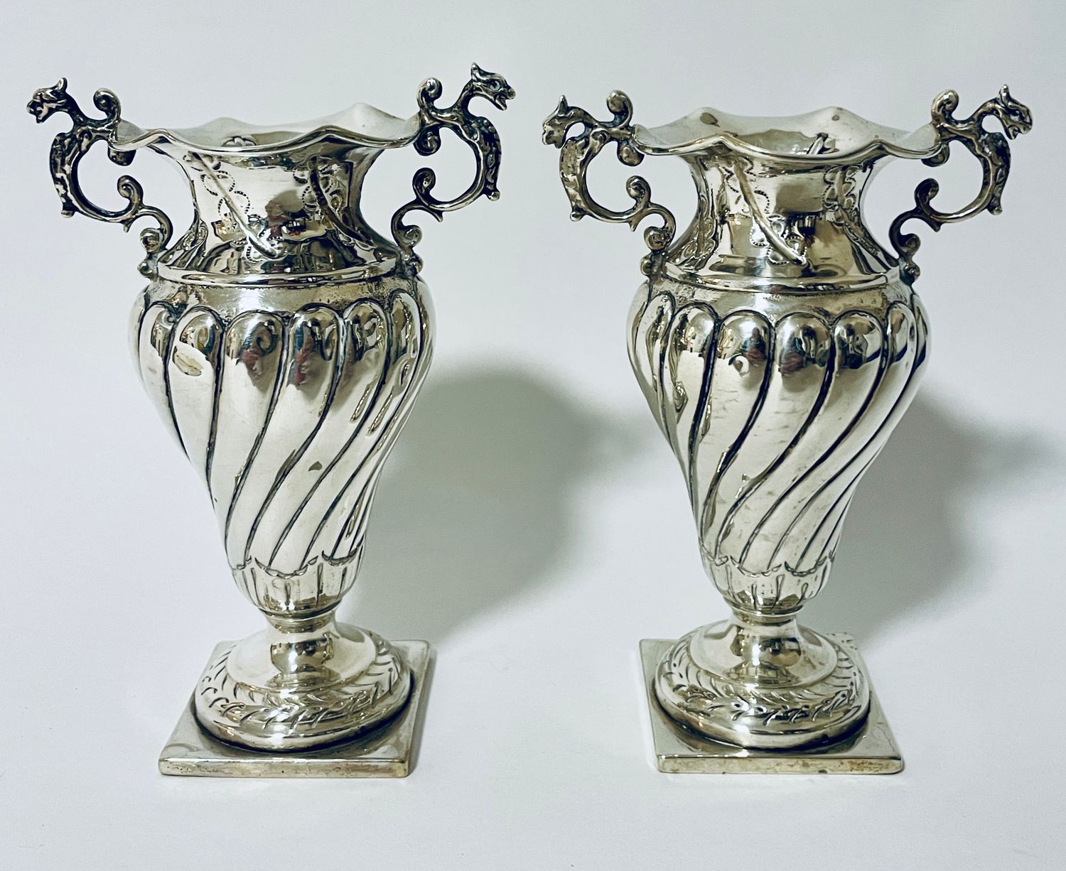 Pair of Victorian Silver Vases