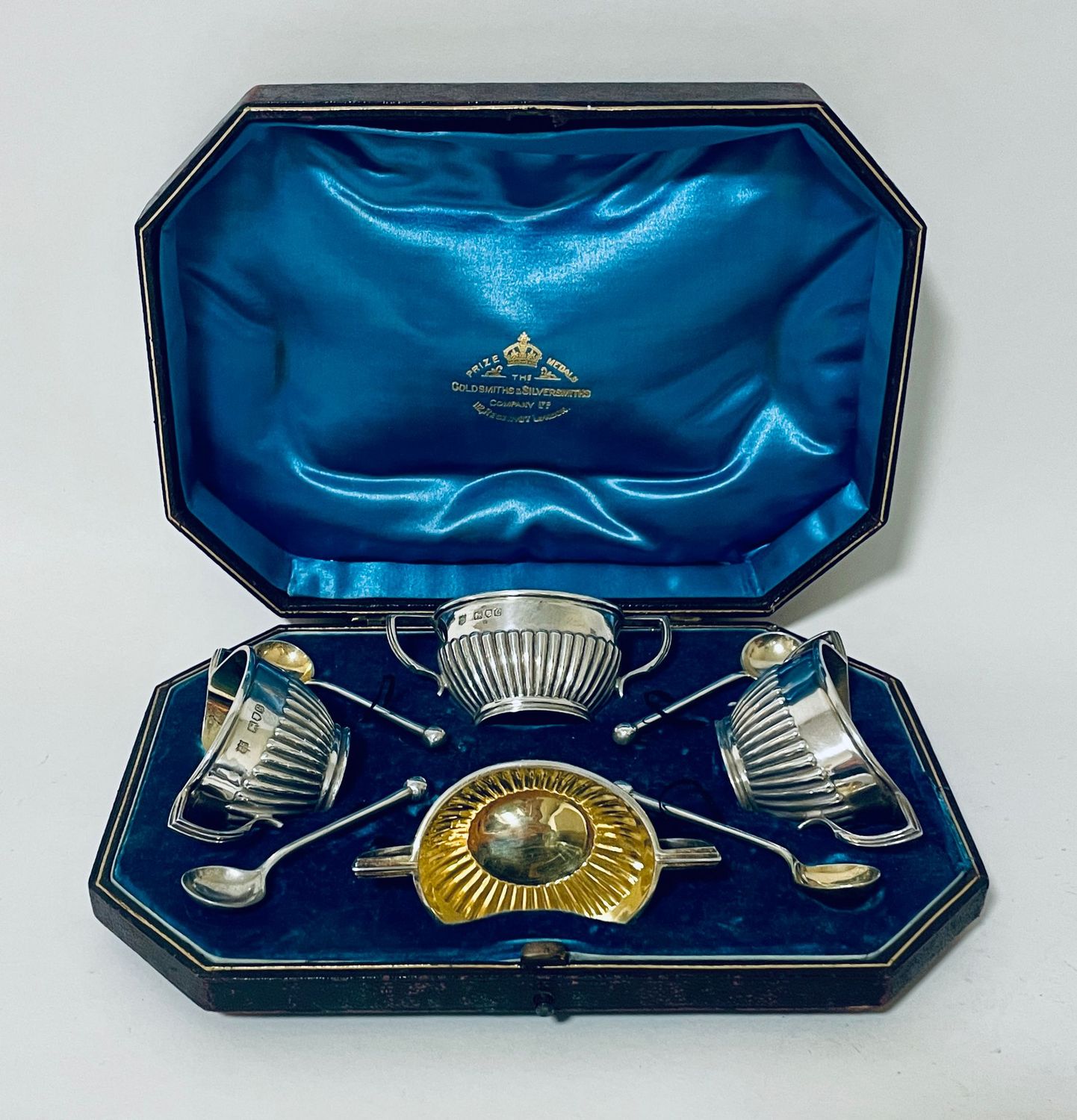 Set of Victorian Silver Salts in Box