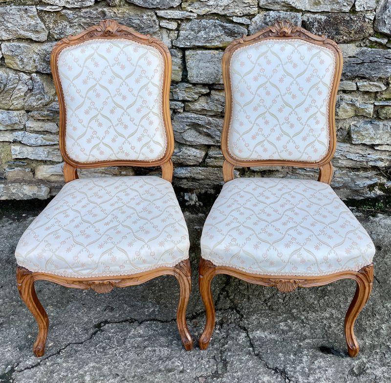 Pair of French Carved Walnut Salon Chairs