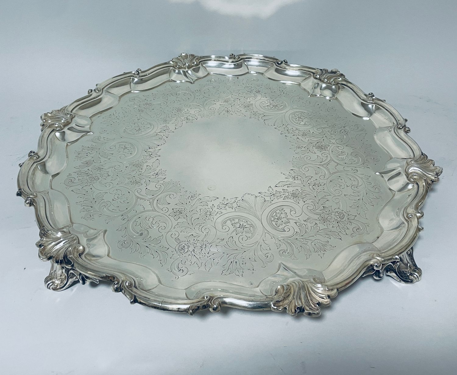 Large Victorian Silver Salver