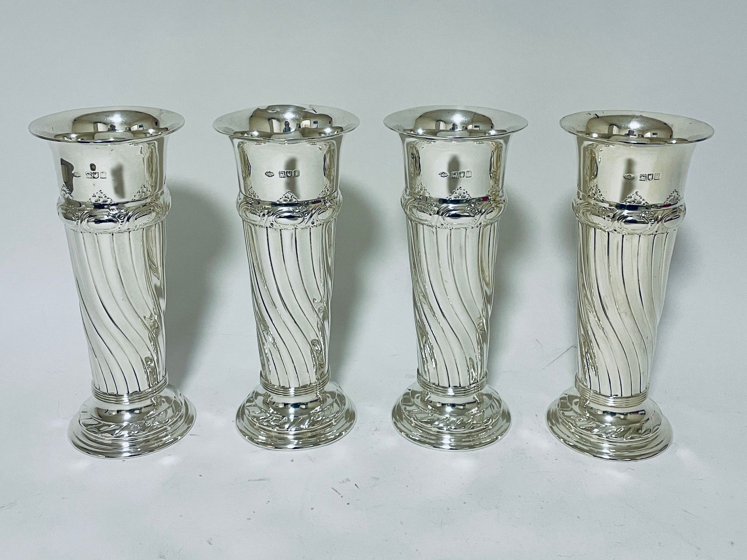 Set of 4 Antique Silver Vases