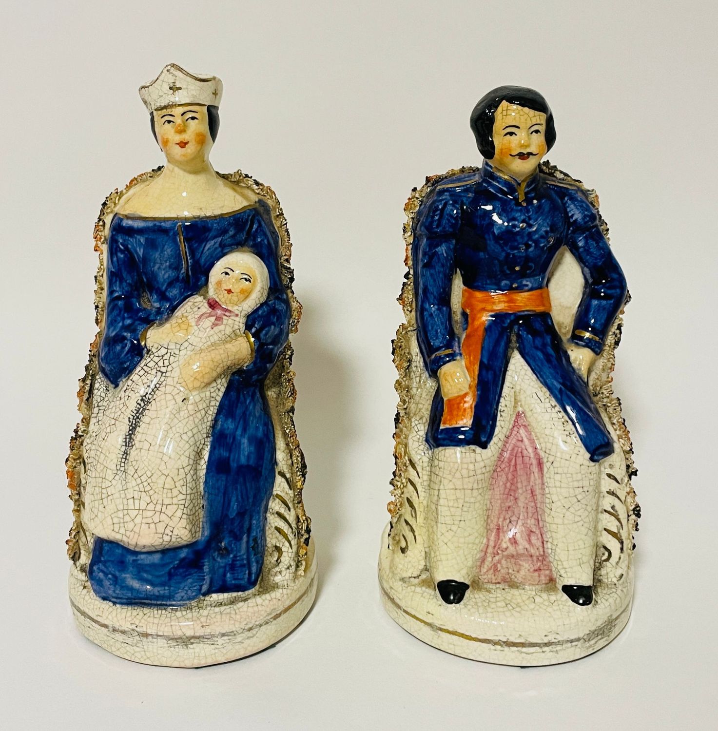 Pair of Victorian Staffordshire Figures of Queen Victoria and Prince Albert