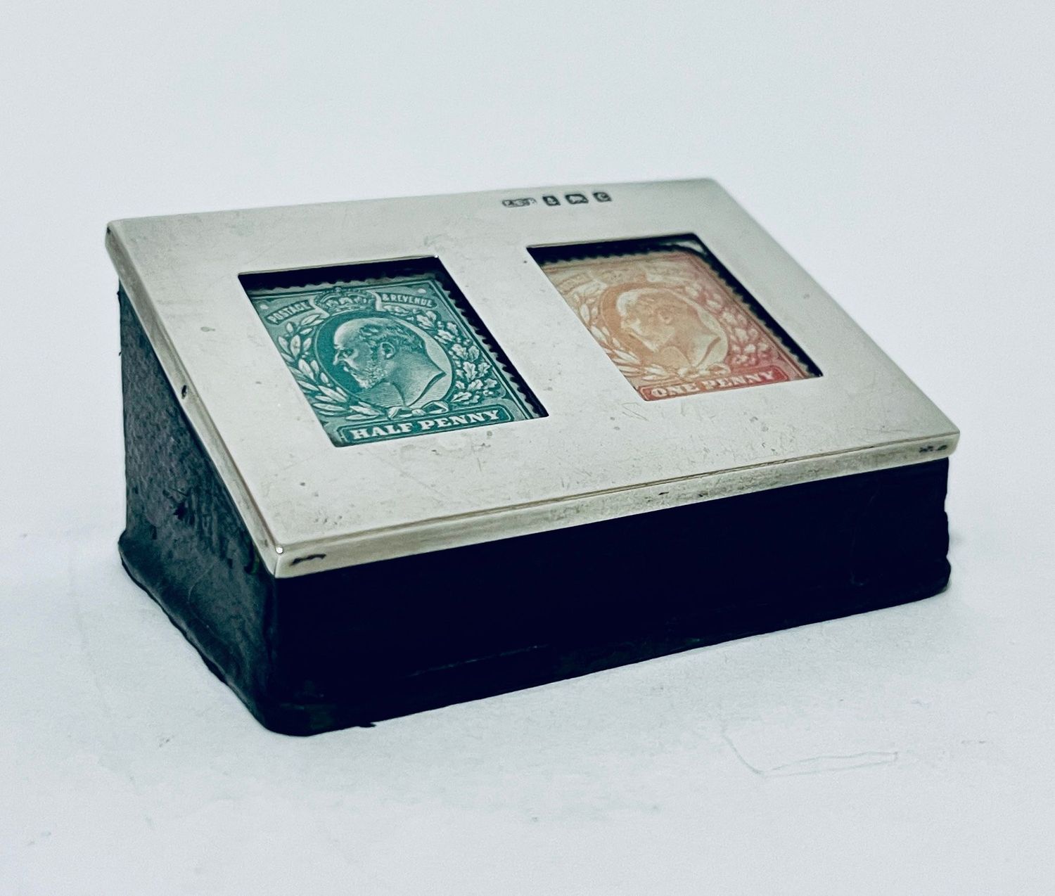 Edwardian Silver Mounted Double Stamp Box