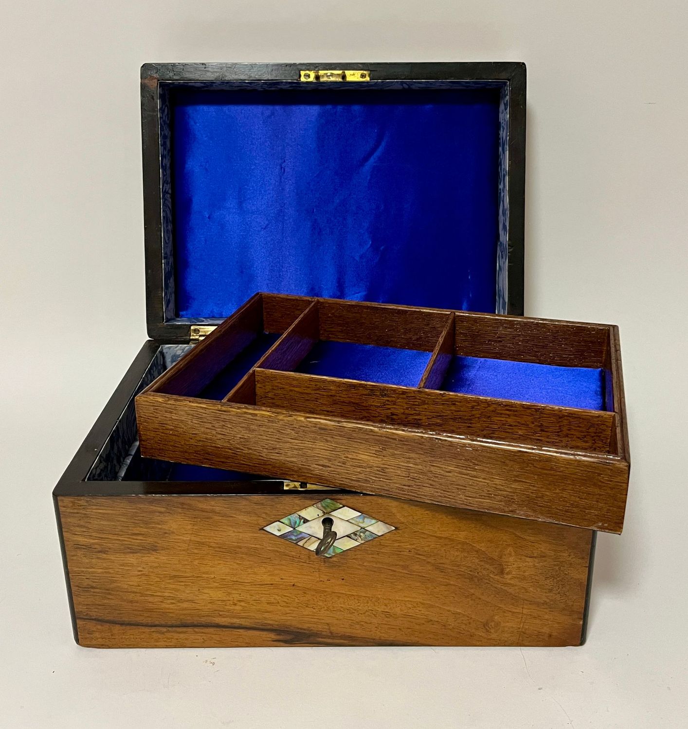 Walnut and Mother of Pearl Inlaid Jewellery Box