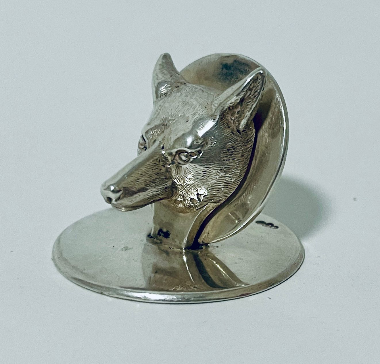 Antique Silver Fox Menu Place Card Holder