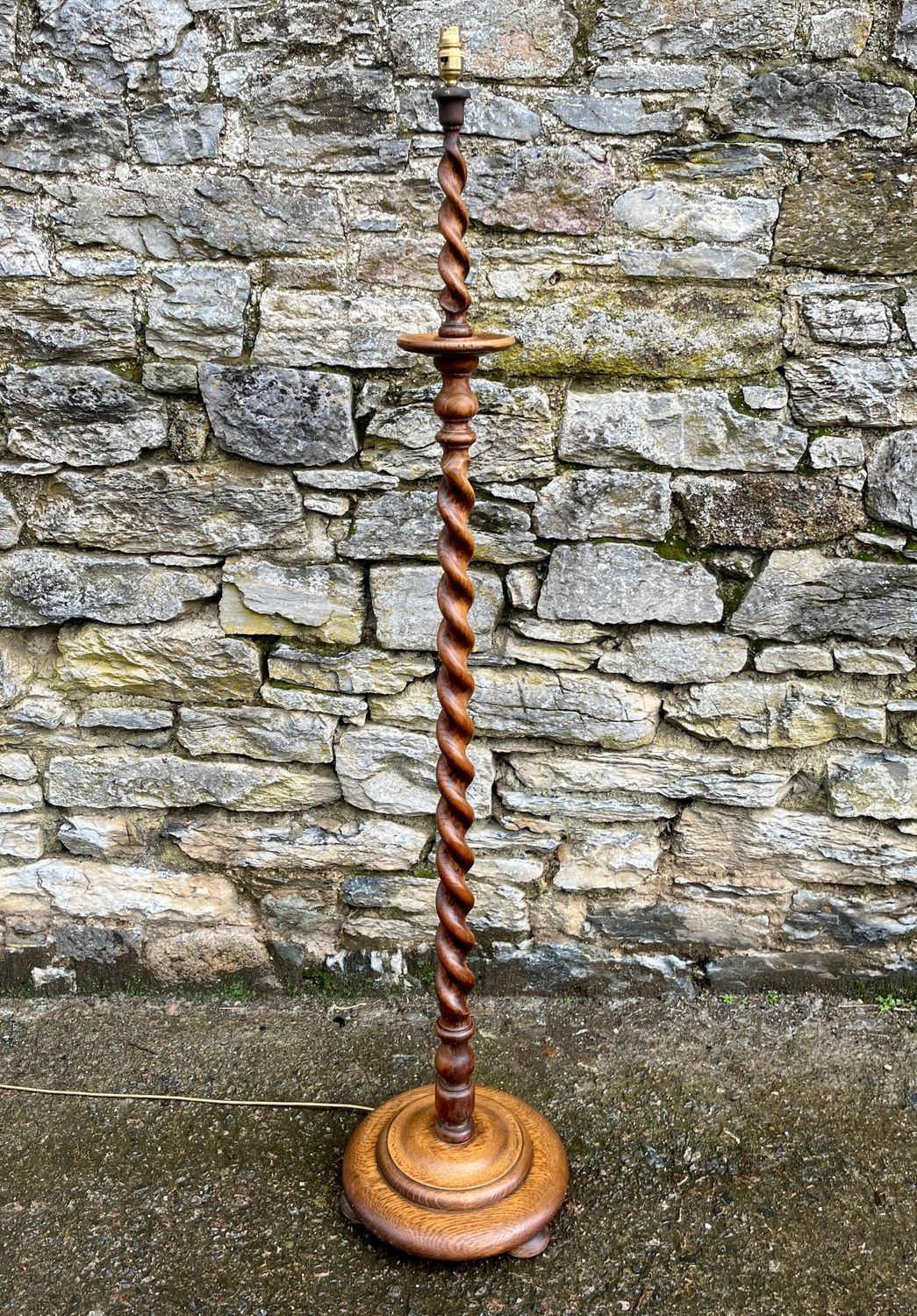 Antique Oak Barley Twist Standard Lamp