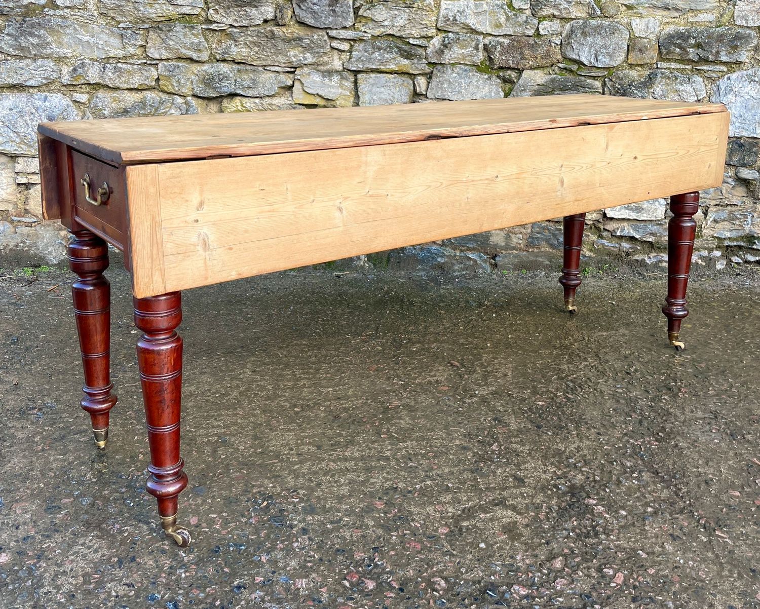 Antique Pine Drop Leaf Farmhouse Table