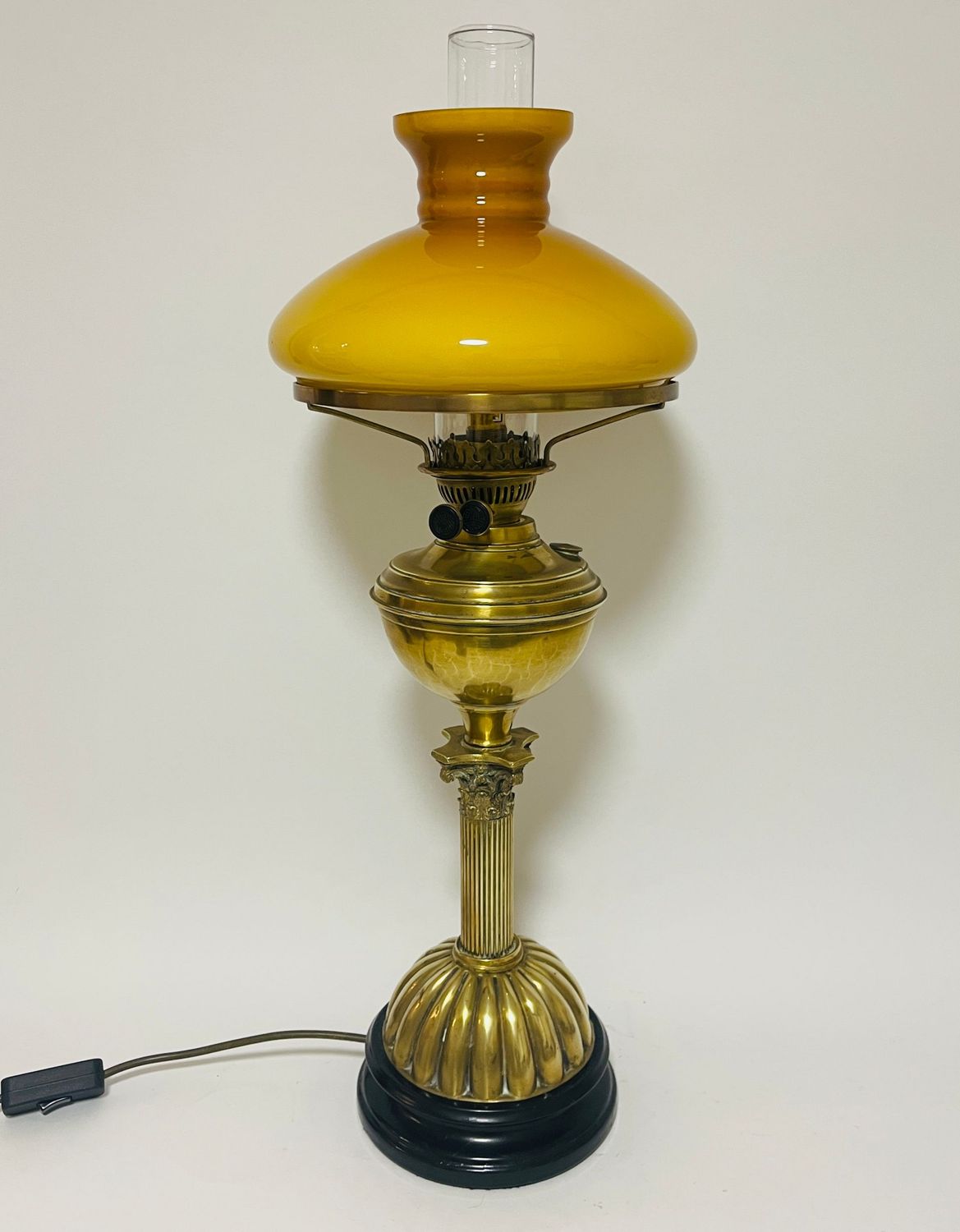 Victorian Brass Oil Lamp Converted to Electric