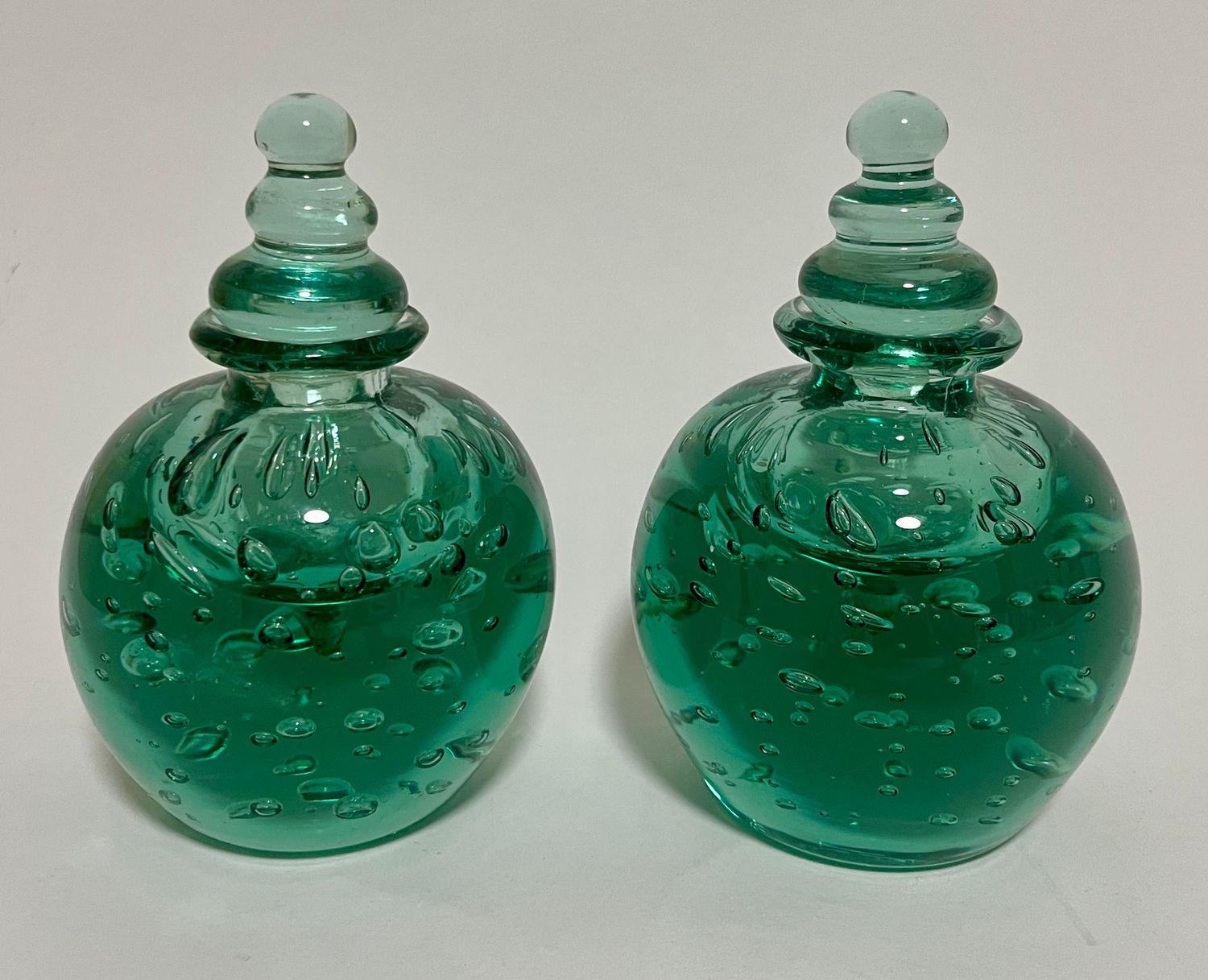 Pair of Antique Stourbridge Dump Inkwells