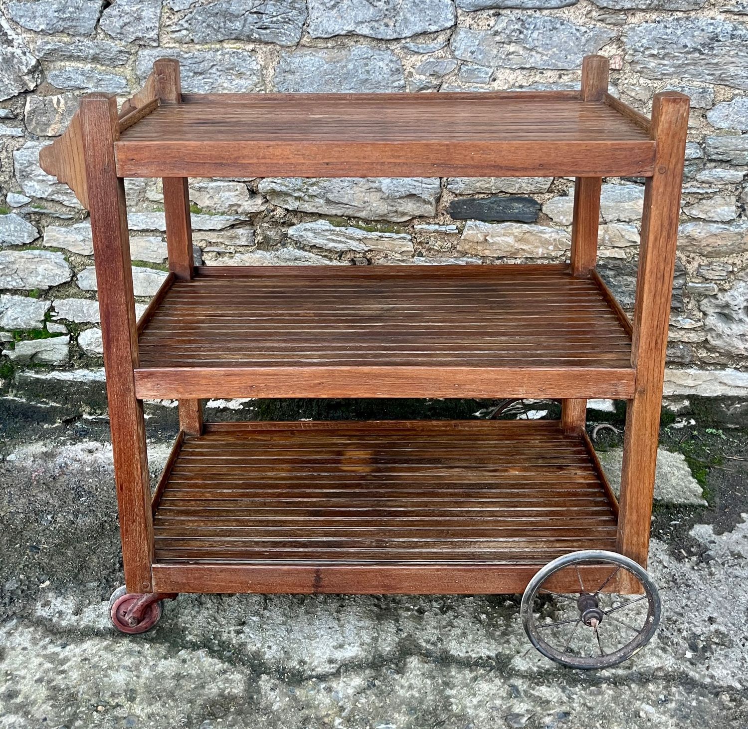 ​Antique Teak Slatted Trolley from Castle’s Shipbreaking