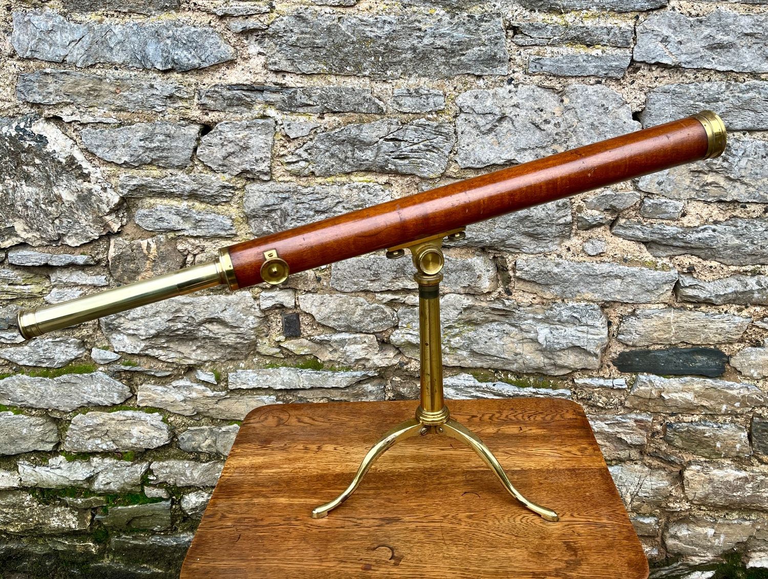 Victorian Mahogany & Brass Library Telescope by Bate of London