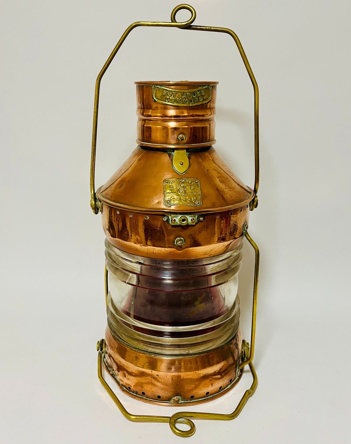 Antique Copper Ship’s Lamp with Oil Burner