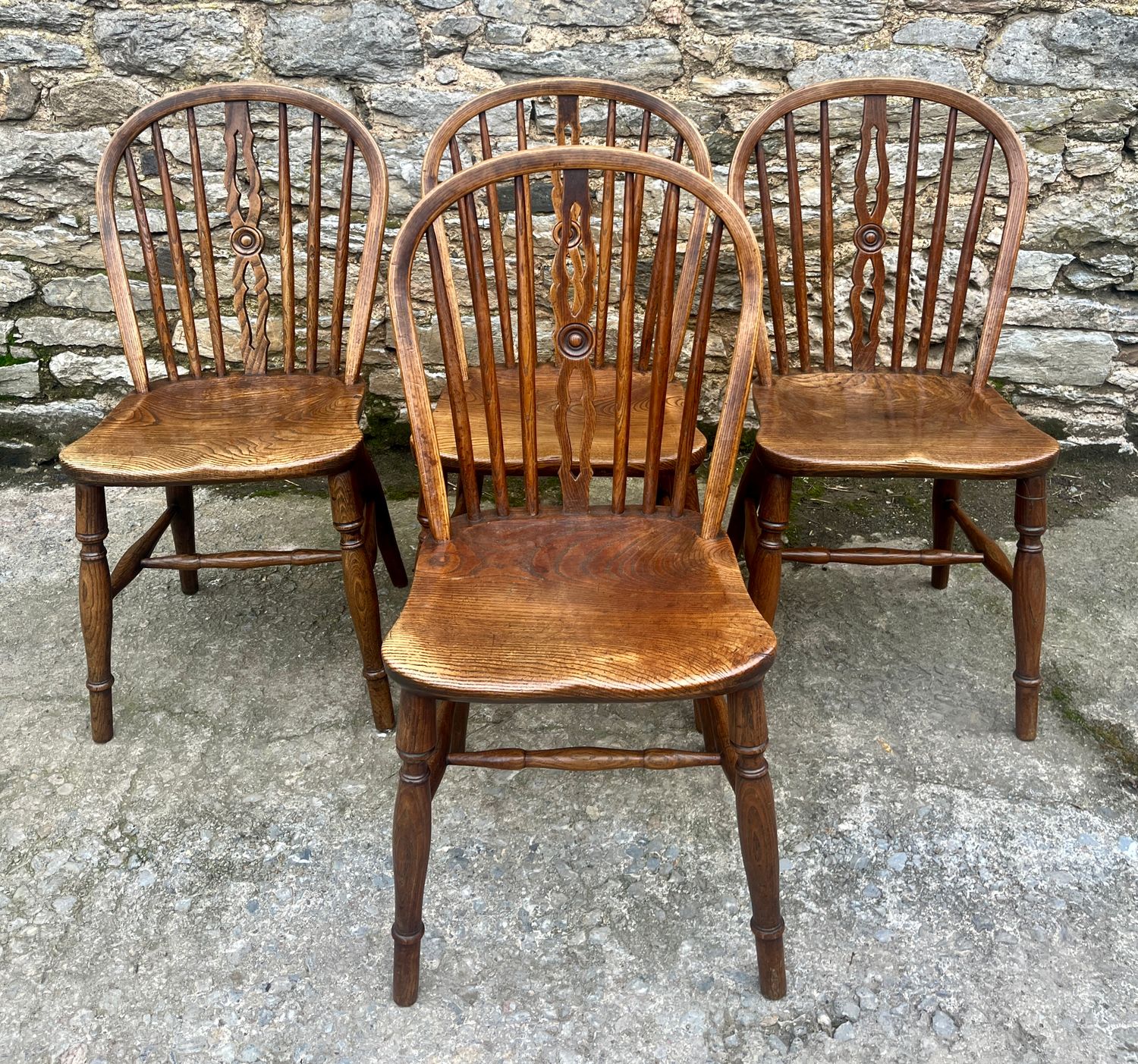 Set of 4 Victorian Elm Hoop Back Chairs