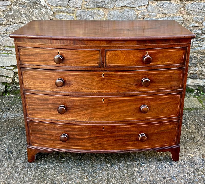 ​Regency Mahogany Bow Front Chest of Drawers