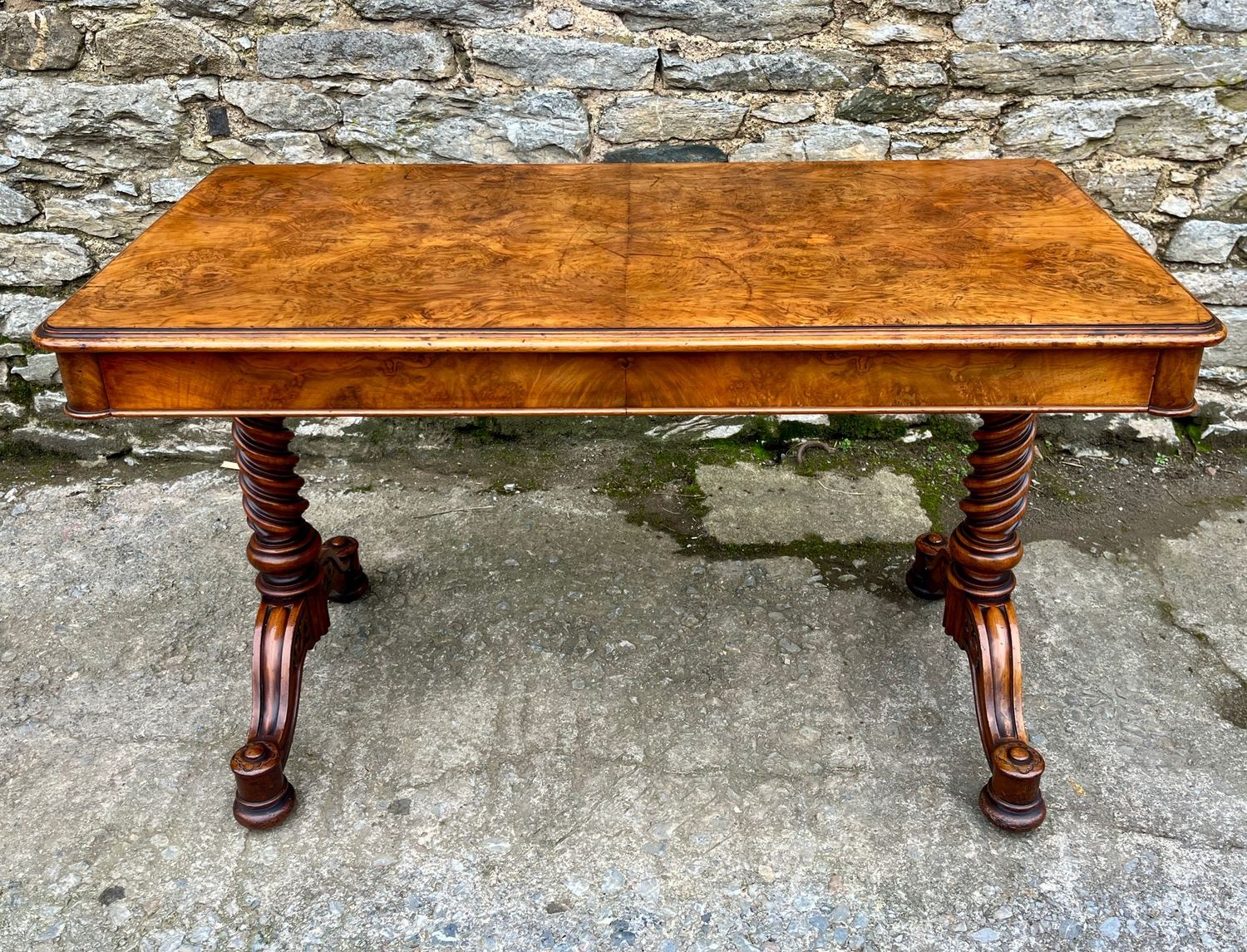 Victorian Walnut Library Table by Hindley & Sons