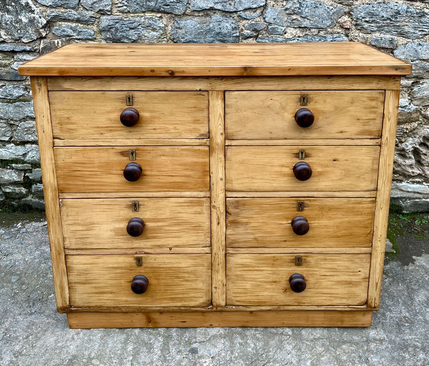 Antique Pine Bank of Drawers