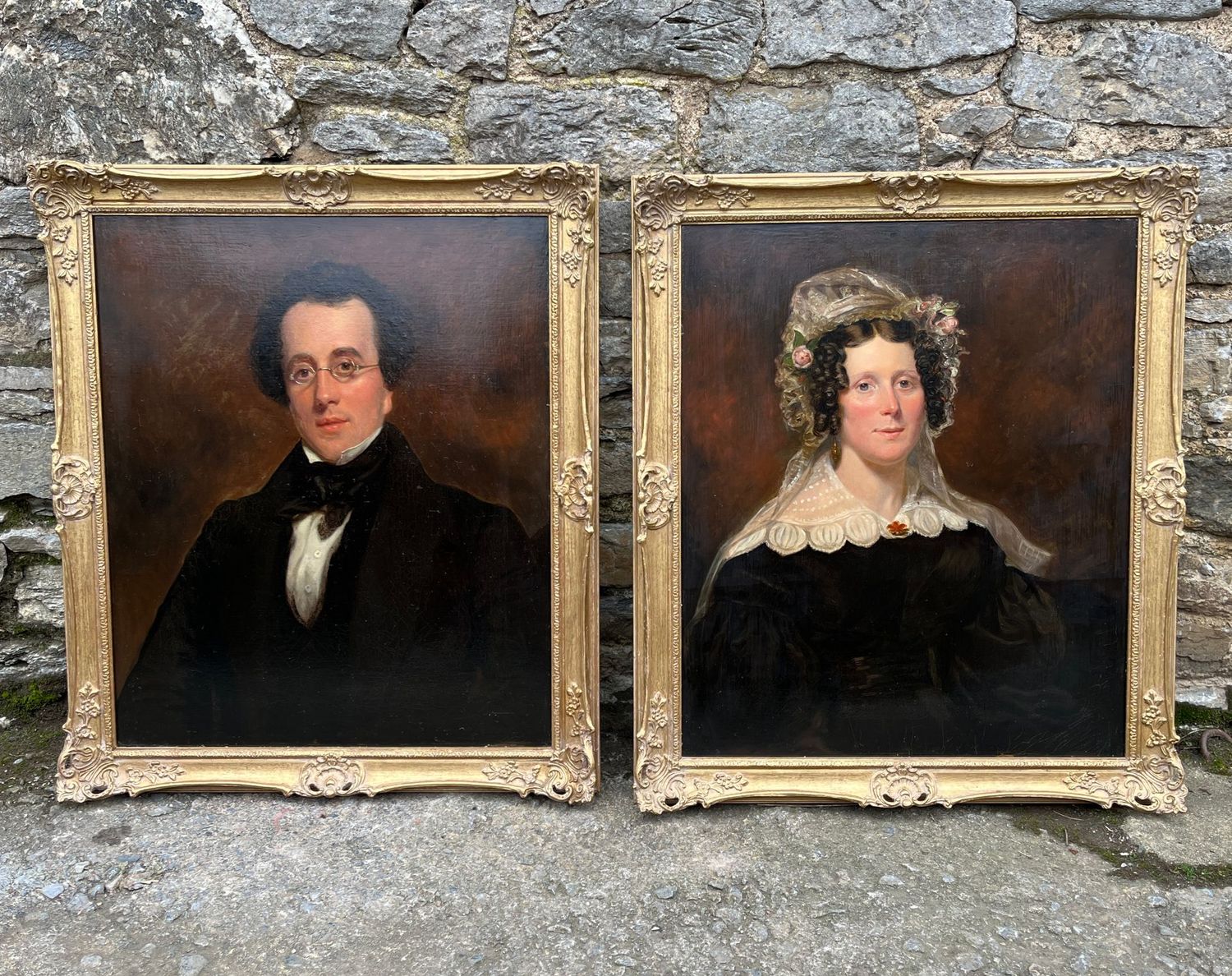 Pair of Georgian Oil on Canvas Portraits