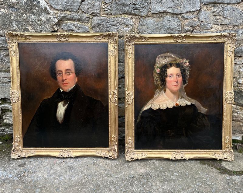 Pair of Georgian Oil on Canvas Portraits