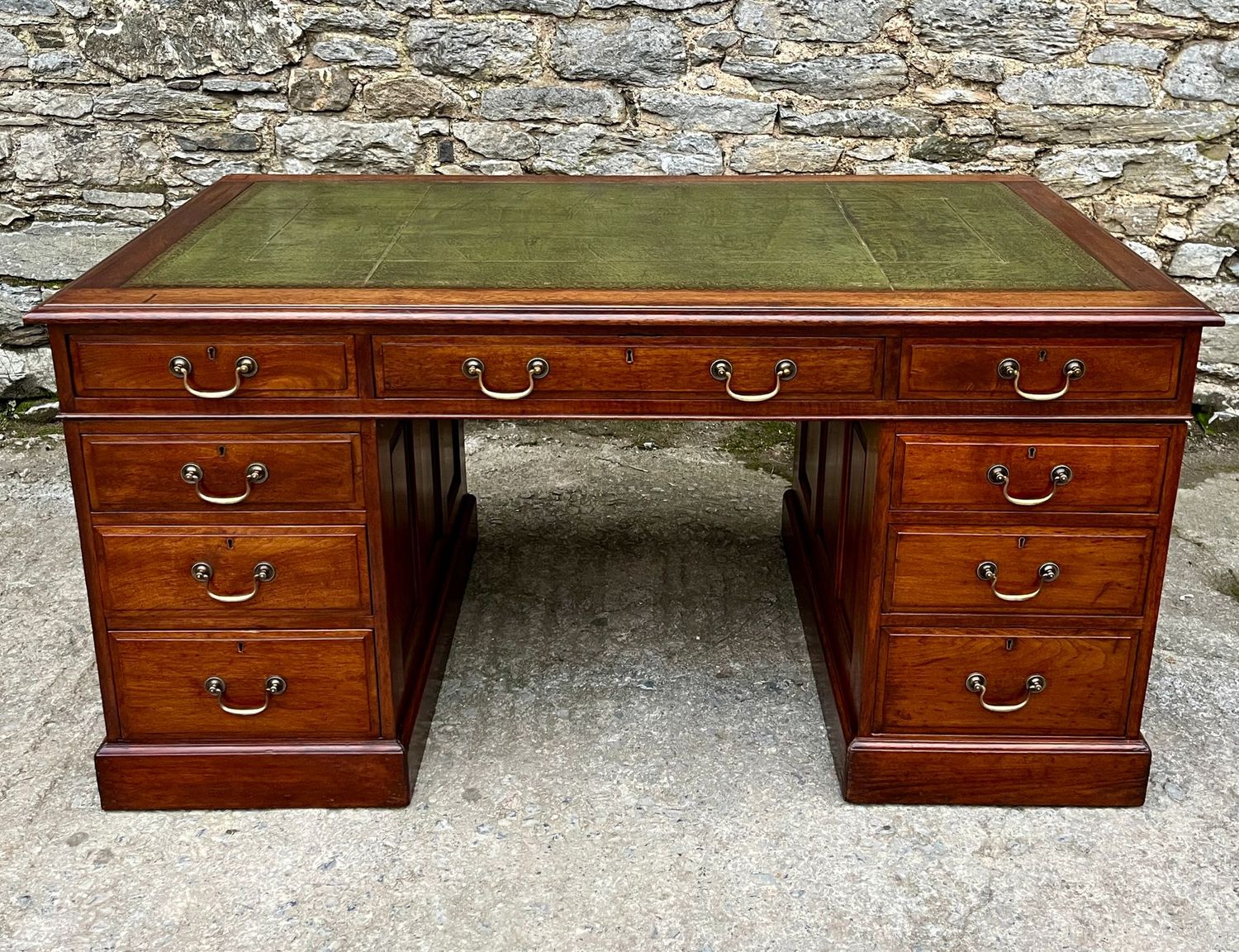 Large Edwardian Mahogany Pedestal Desk