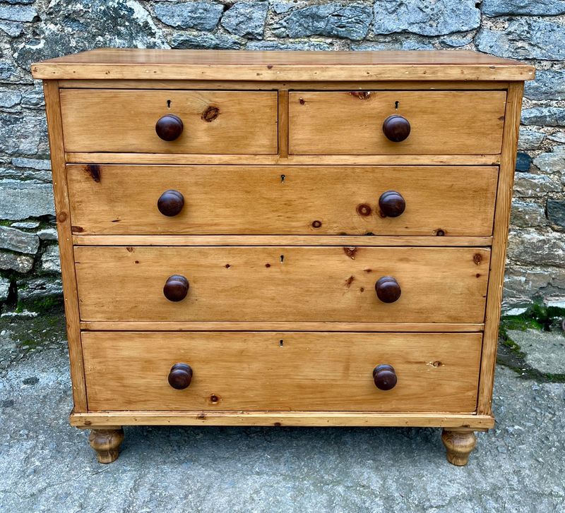 Antique Stripped Pine Chest of Drawers