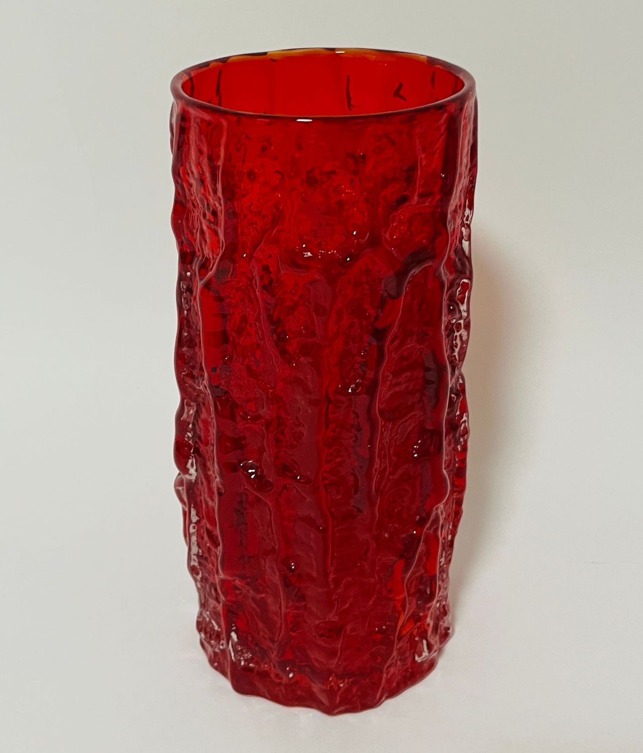 Large Whitefriars Ruby Red Bark Vase