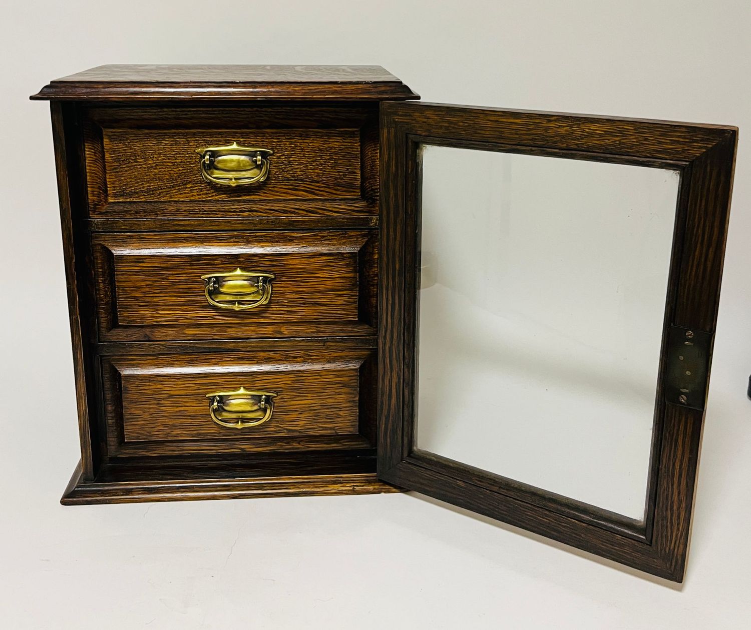 Edwardian Oak Glazed Cabinet