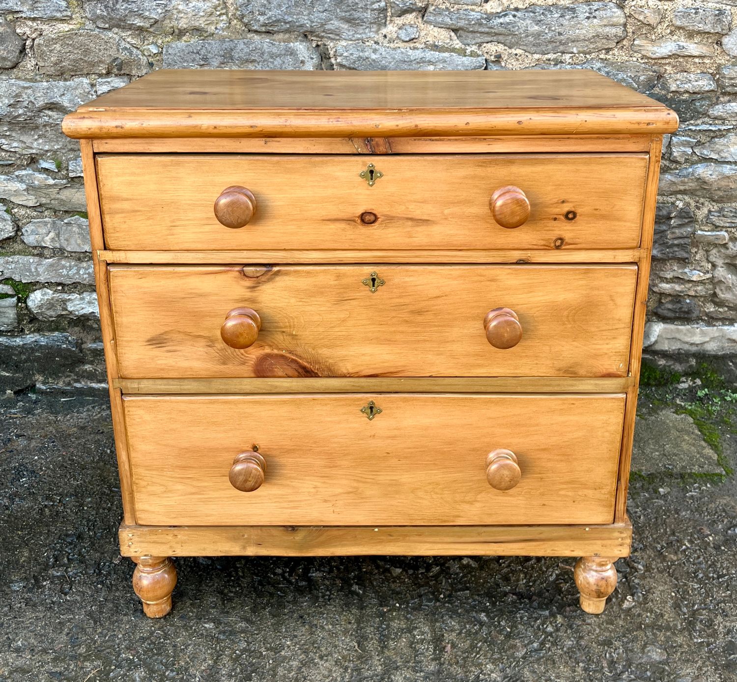 Small Antique Stripped Pine Chest of Drawers