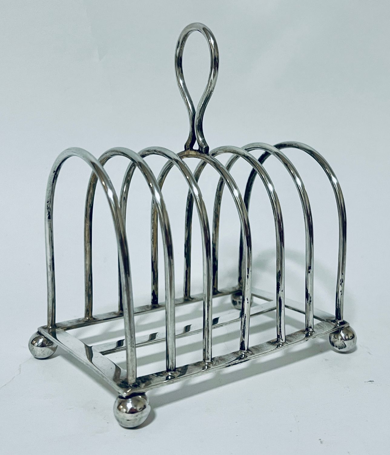 Large Antique 6-Division Silver Toast Rack