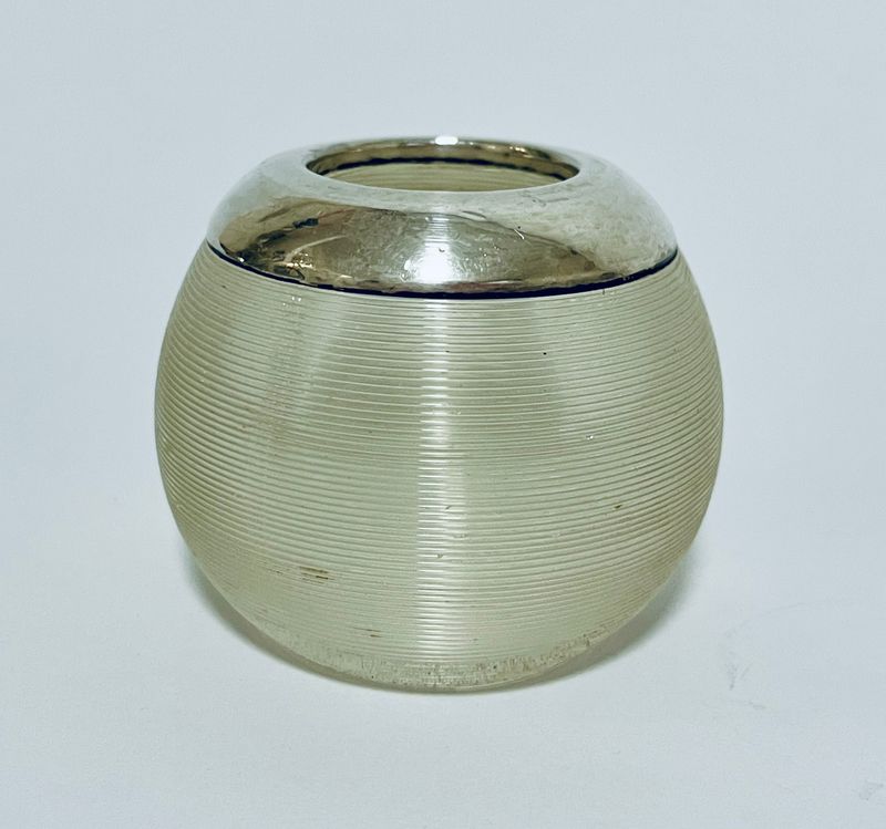 Antique Glass Match Striker with Silver Rim