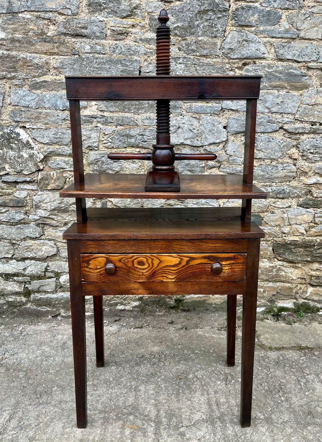 ​Antique Oak and Elm Book Press Table