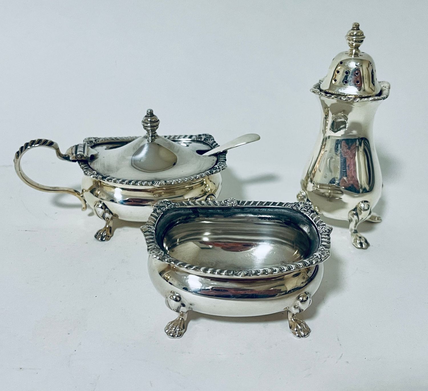 3 Piece Silver Cruet Set