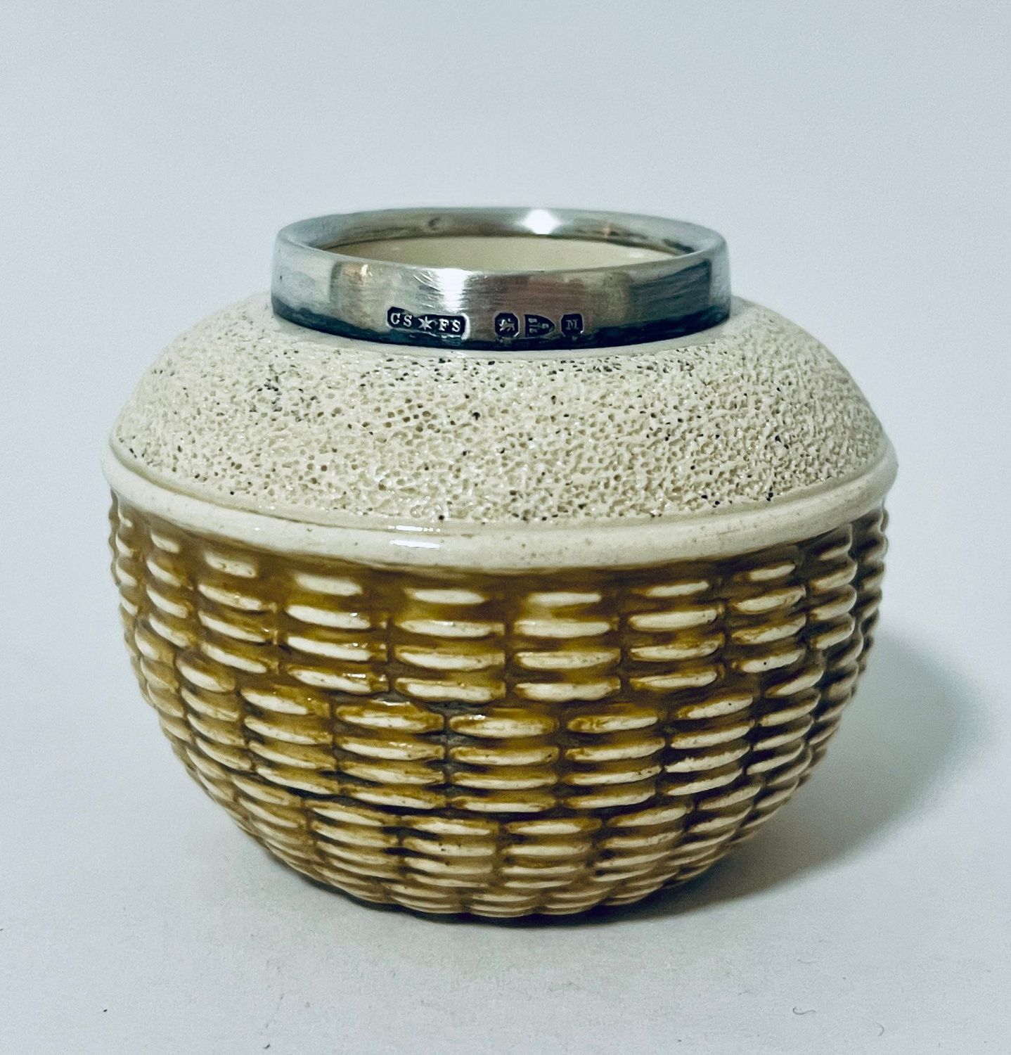Victorian Silver Rim Ceramic Match Striker