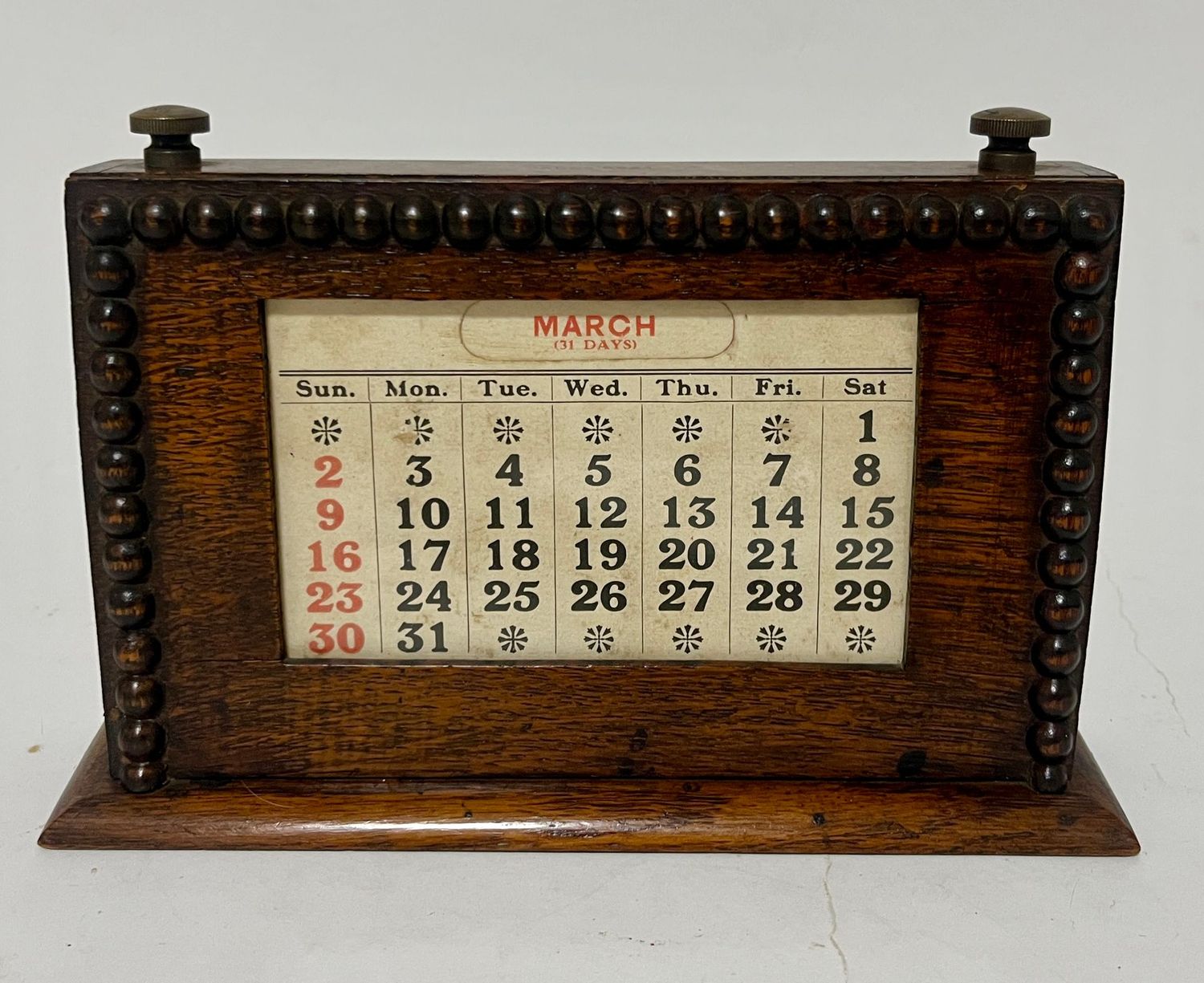 ​Antique Oak Perpetual Desk Calendar