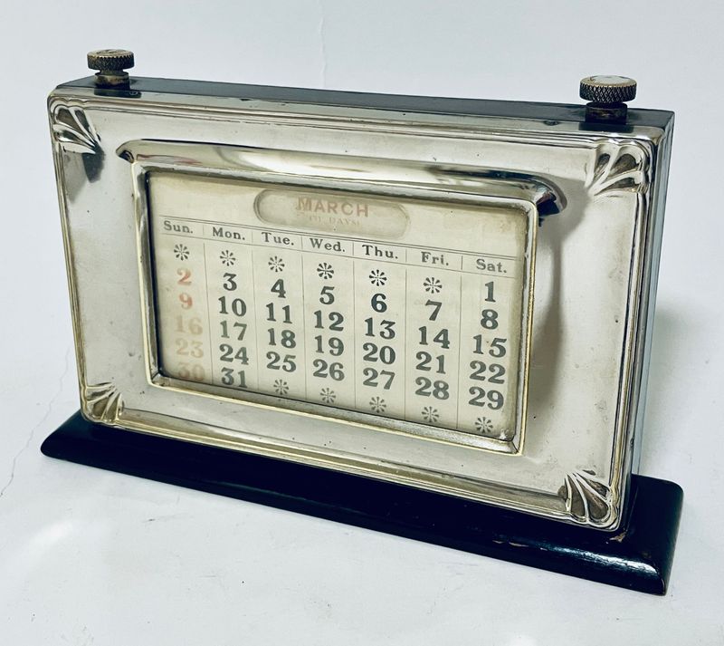 Antique Silver Plated Perpetual Desk Calendar
